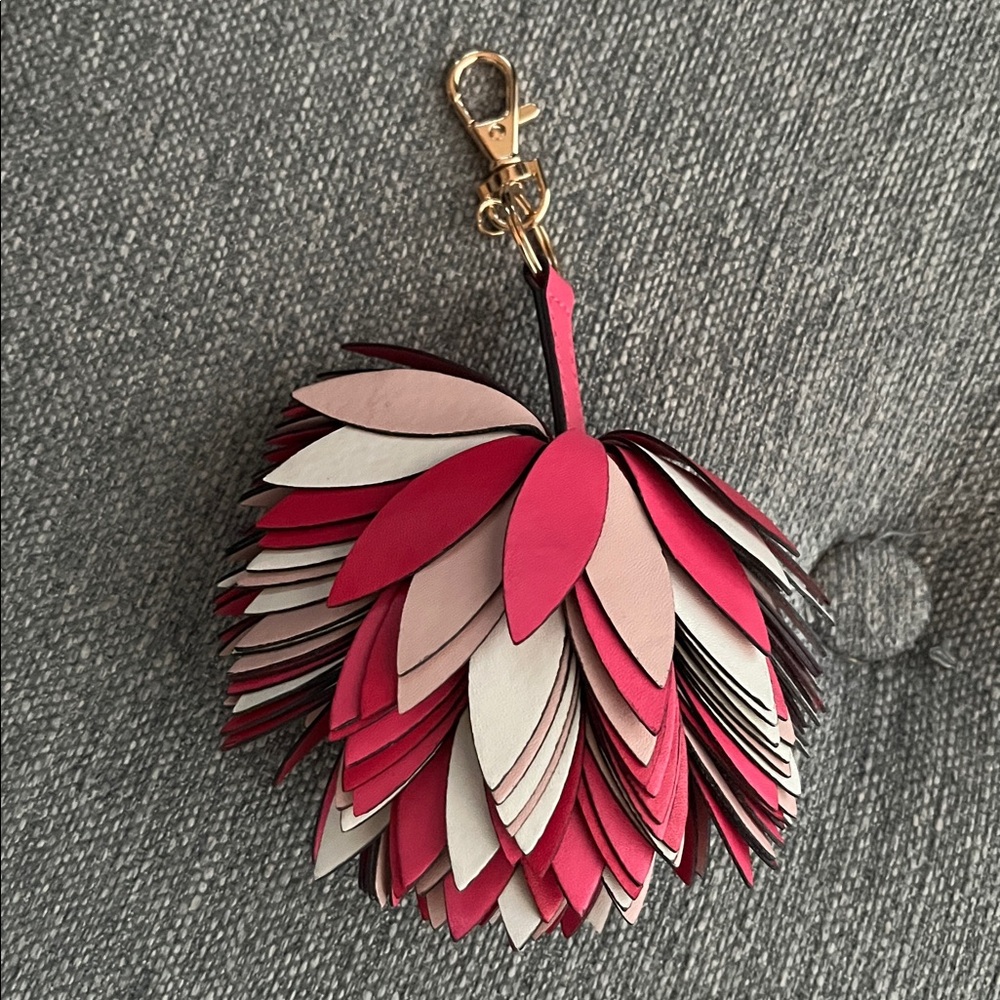 Michael Kors Pink and Red Feather Keychain
